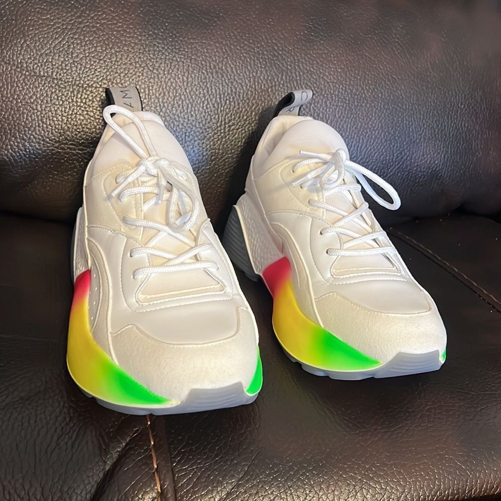 SALE!!! STELLA MCCARTNEY womens logo Rainbow chunky Sole Sneakers NWOB - Picture 7 of 12